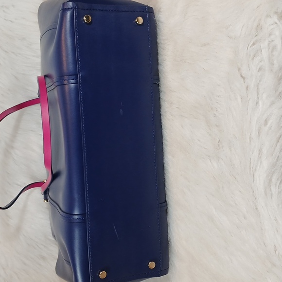 Kate Spade Arbour Hill Elodie Navy Blue Tote with Pink/Fuchsia  Interior - Picture 6 of 9